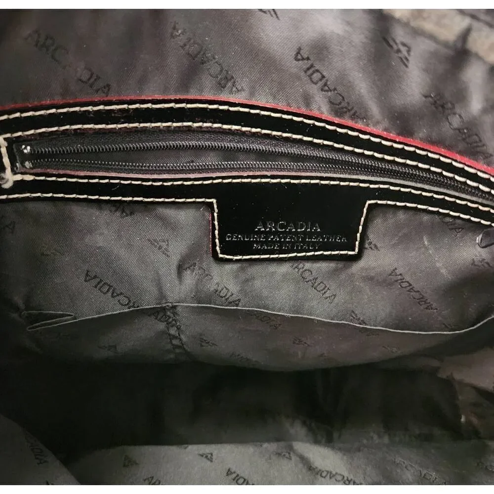 Arcadia Patent Leather Monogram Satchel